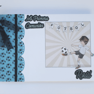 Libro Firmas Comunión grande con dibujo de niño con balón de fútbol